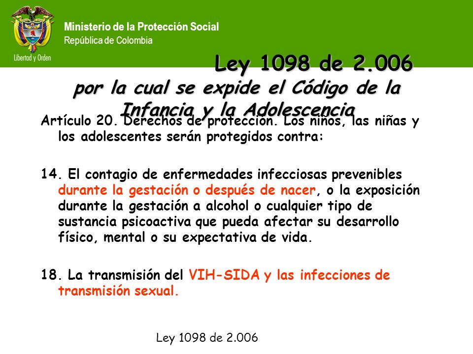 Ley 1098 de por la cual se expide el Código de la Infancia y la Adolescencia