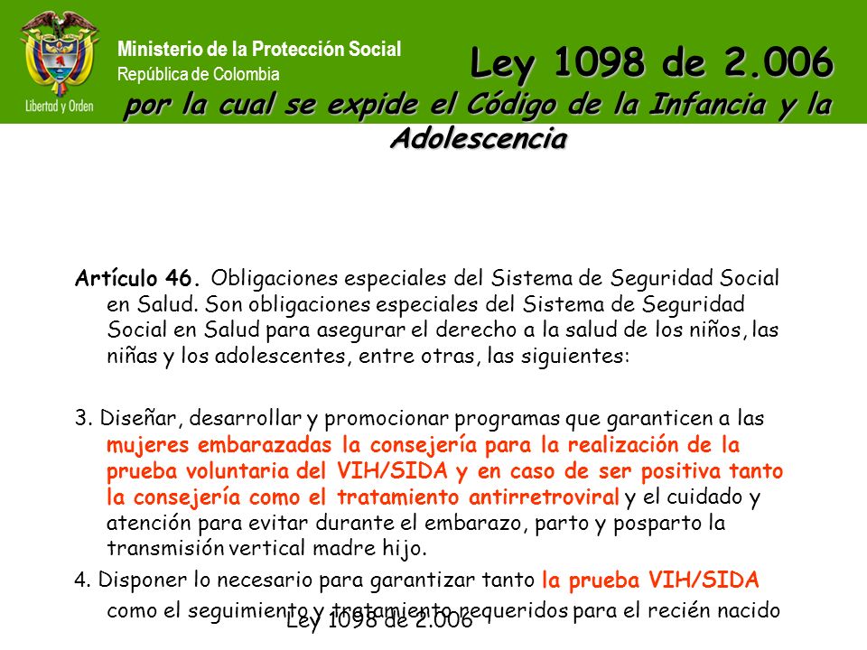 Ley 1098 de por la cual se expide el Código de la Infancia y la Adolescencia