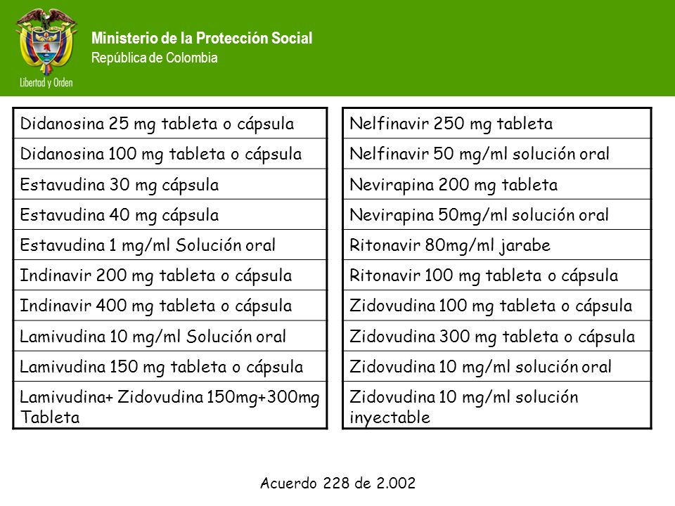Didanosina 25 mg tableta o cápsula Didanosina 100 mg tableta o cápsula