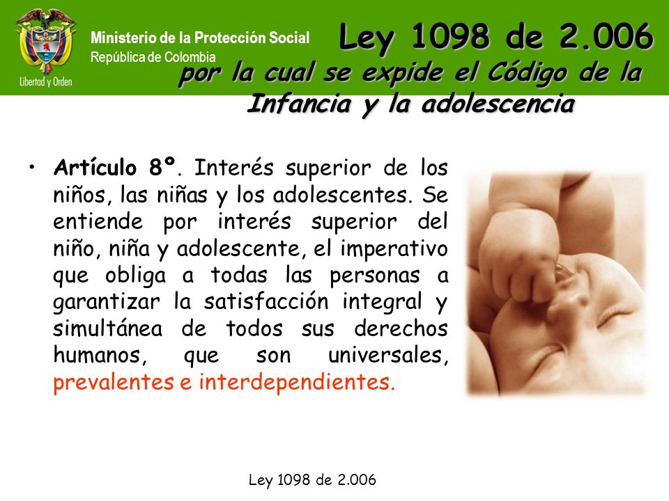 Ley 1098 de por la cual se expide el Código de la Infancia y la adolescencia