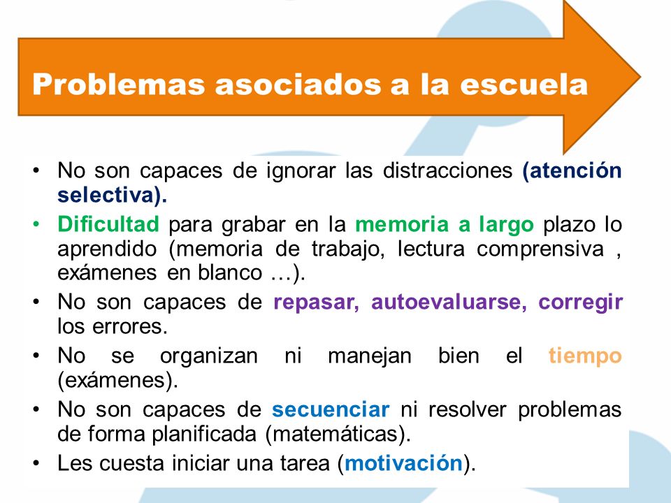 No son capaces de ignorar las distracciones (atención selectiva).