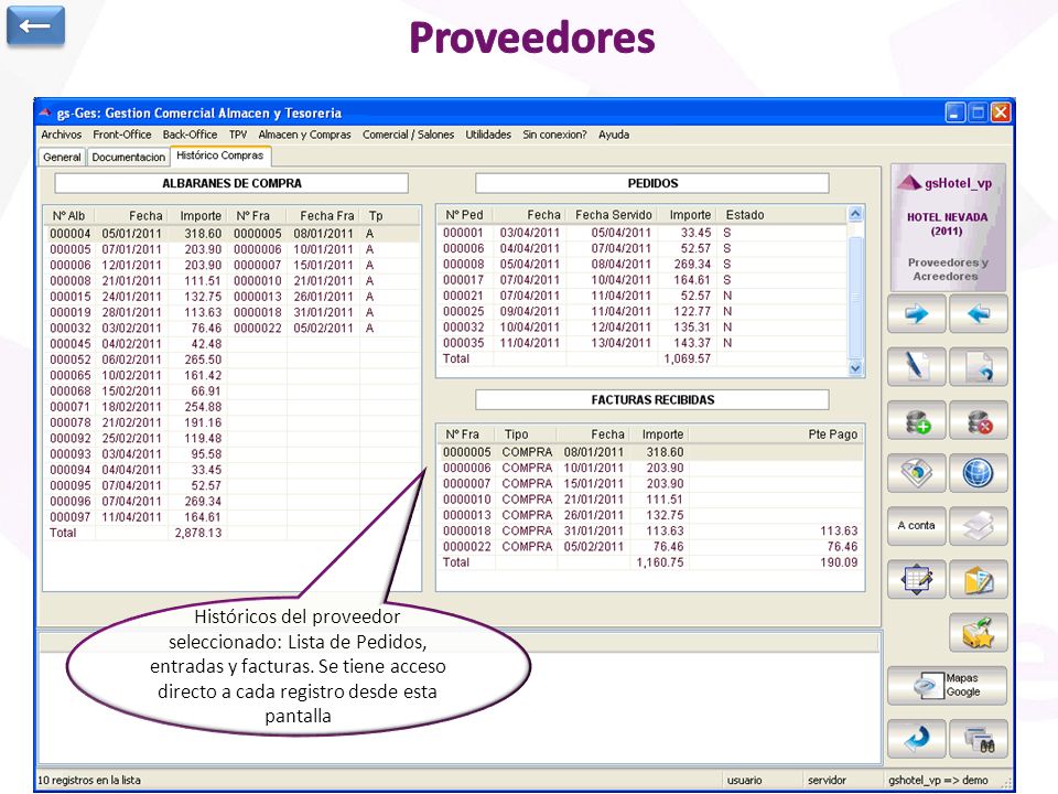 Proveedores ← Lista de contactos