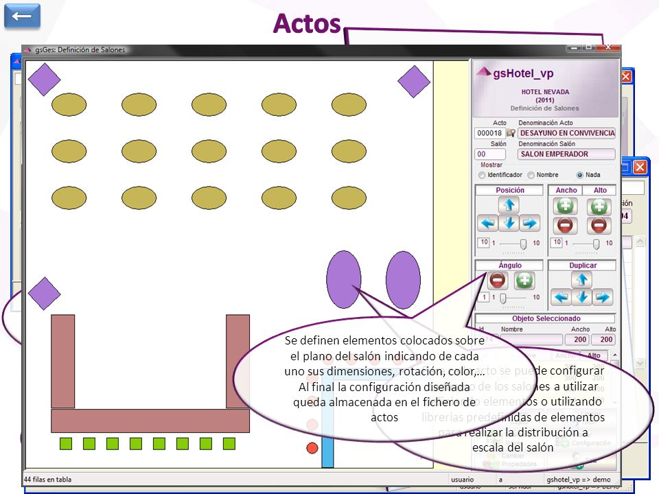 Actos ← Composición del menú. Unidades de cada componente y precios