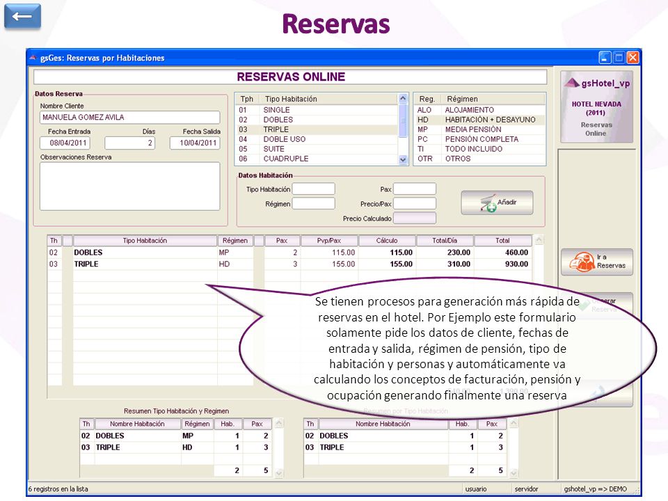 ← Reservas. Anotación de Suplementos en la reserva: Camas supletorias, cunas, extras de cualquier tipo,…
