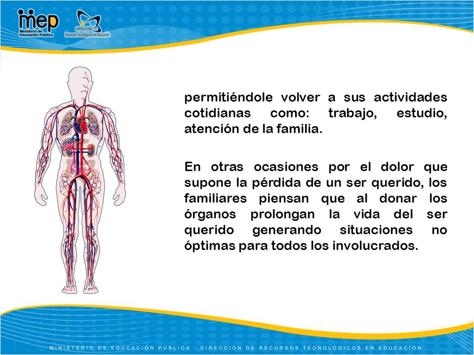 permitiéndole volver a sus actividades cotidianas como: trabajo, estudio, atención de la familia.