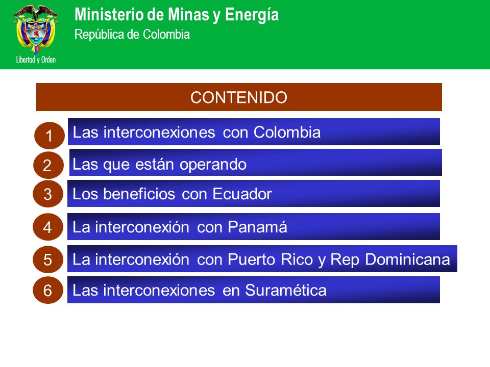 CONTENIDO Las interconexiones con Colombia Las que están operando. 3. Los beneficios con Ecuador.
