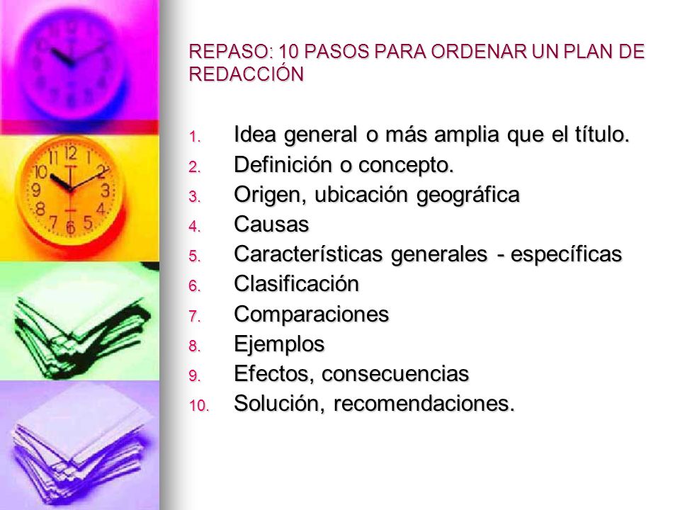 REPASO: 10 PASOS PARA ORDENAR UN PLAN DE REDACCIÓN