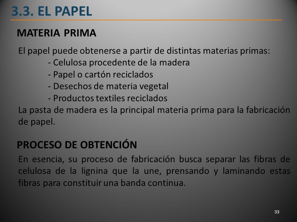 3.3. EL PAPEL MATERIA PRIMA PROCESO DE OBTENCIÓN
