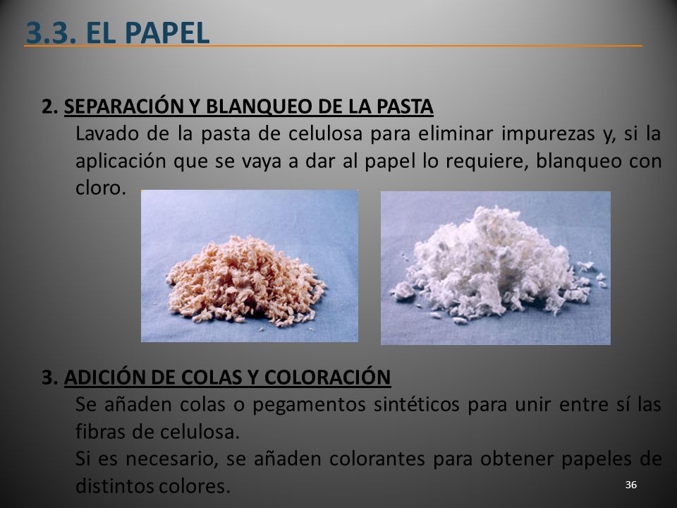 3.3. EL PAPEL 2. SEPARACIÓN Y BLANQUEO DE LA PASTA