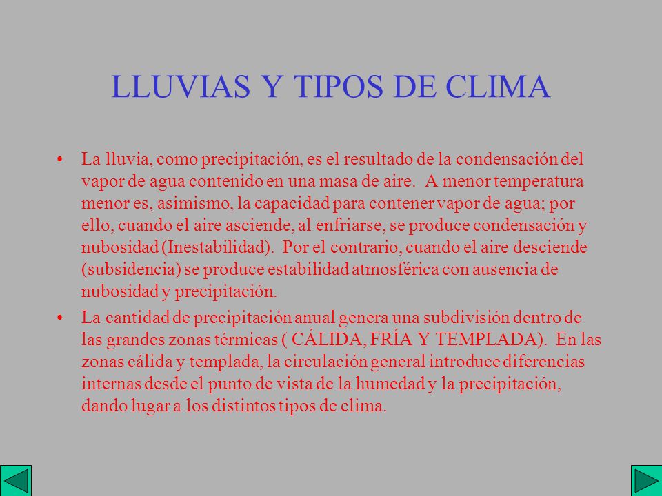 LLUVIAS Y TIPOS DE CLIMA