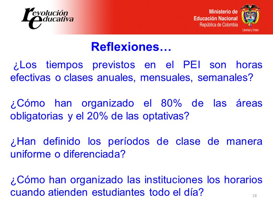 Reflexiones… ¿Los tiempos previstos en el PEI son horas efectivas o clases anuales, mensuales, semanales