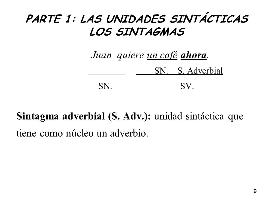 PARTE 1: LAS UNIDADES SINTÁCTICAS LOS SINTAGMAS