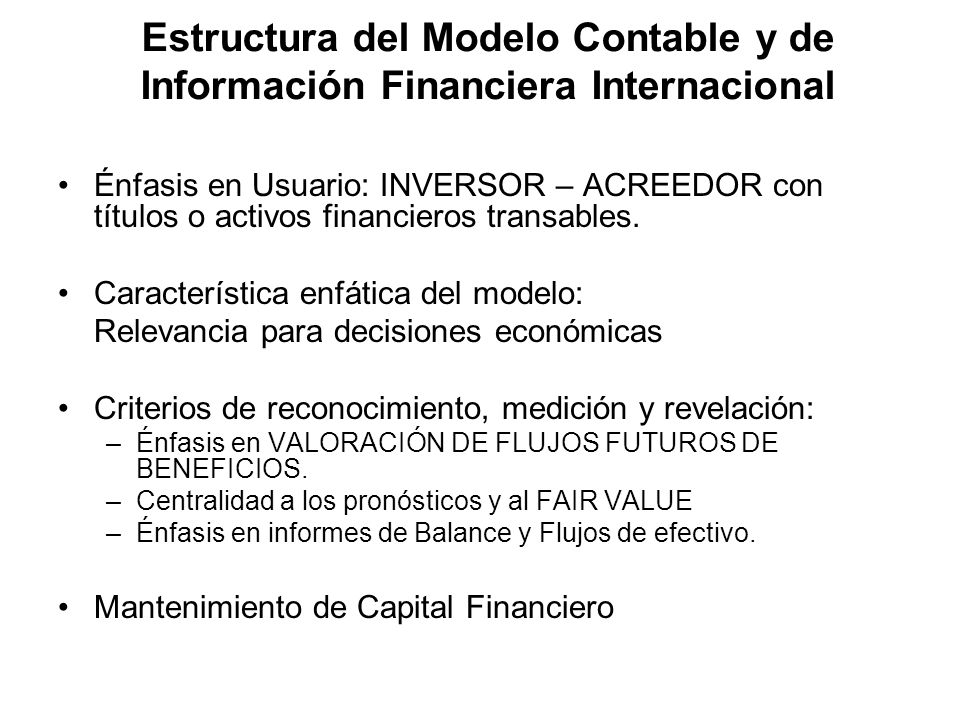 Estructura del Modelo Contable y de Información Financiera Internacional