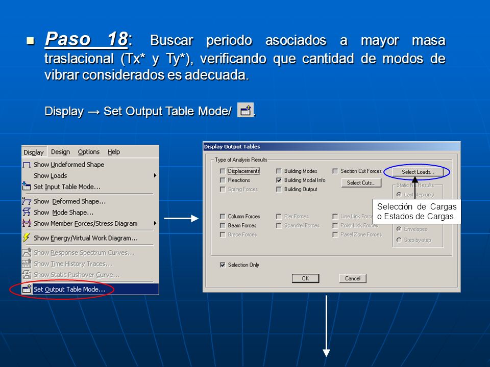 Paso 18: Buscar periodo asociados a mayor masa traslacional (Tx. y Ty