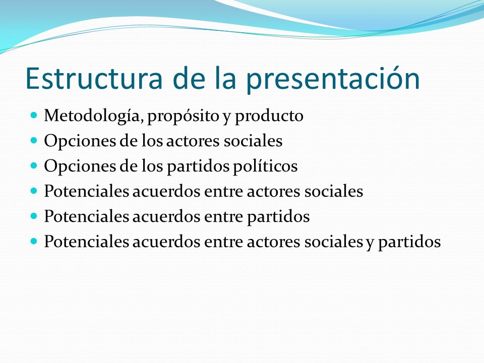 Estructura de la presentación