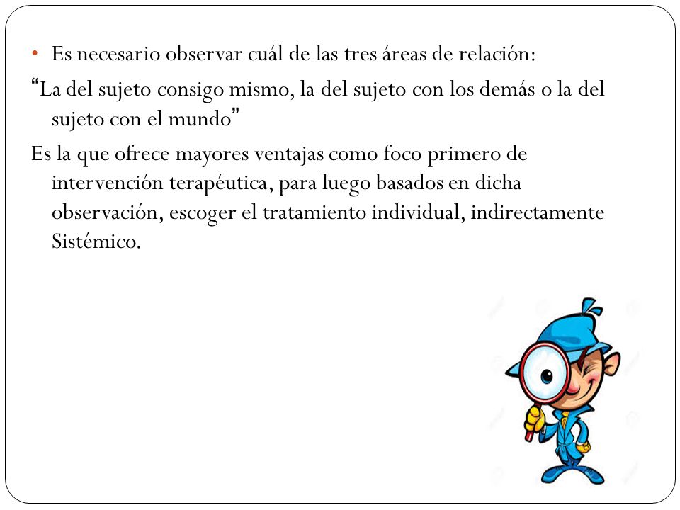 Es necesario observar cuál de las tres áreas de relación: