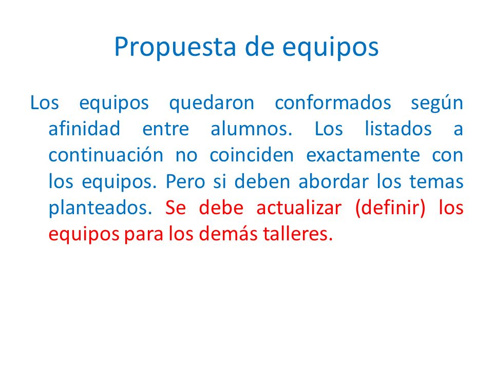 Propuesta de equipos