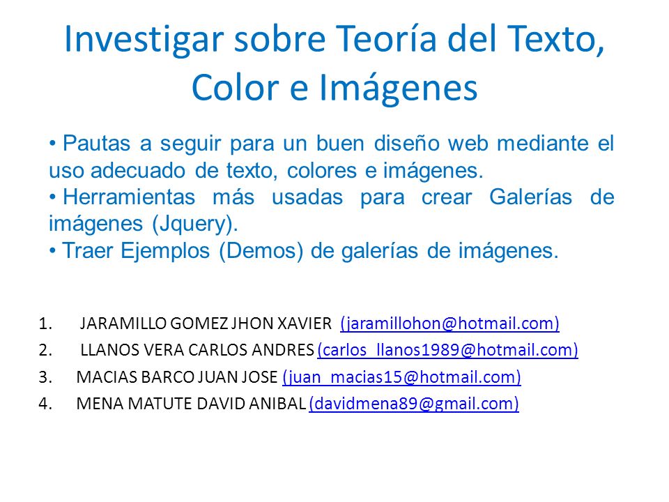 Investigar sobre Teoría del Texto, Color e Imágenes