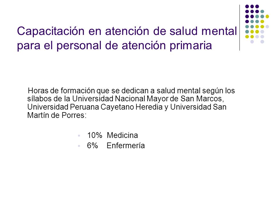 Capacitación en atención de salud mental para el personal de atención primaria
