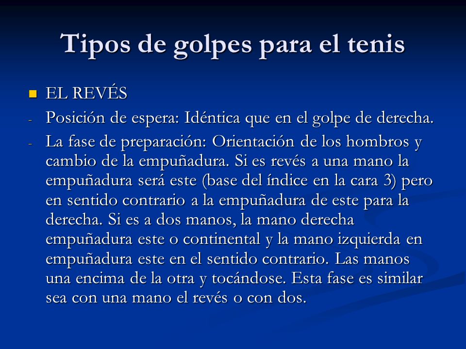 Tipos de golpes para el tenis