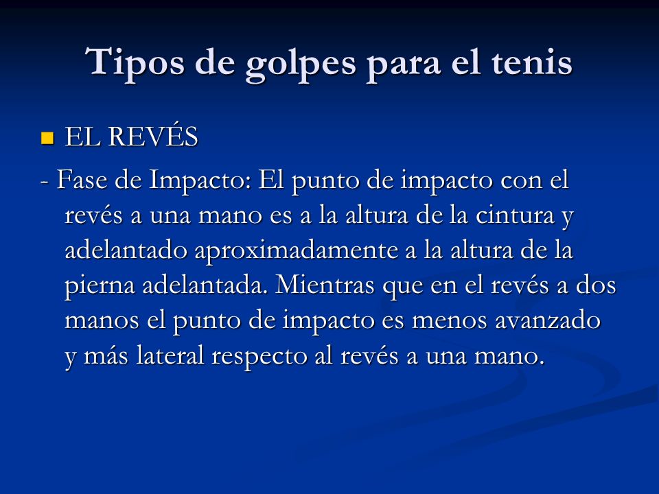 Tipos de golpes para el tenis