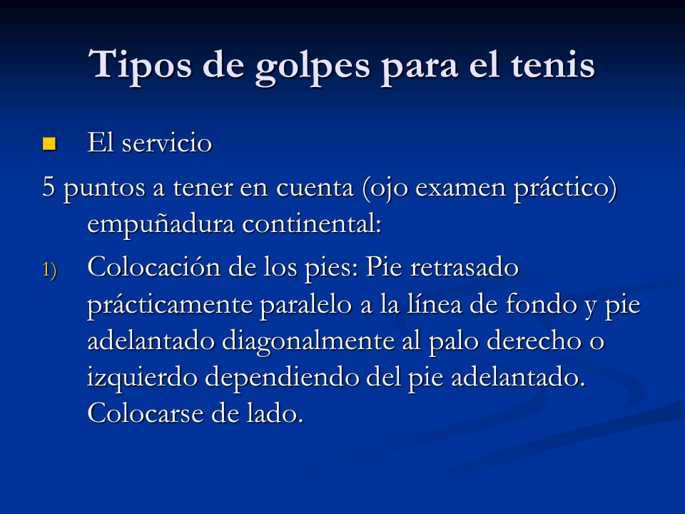 Tipos de golpes para el tenis