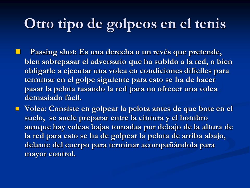 Otro tipo de golpeos en el tenis