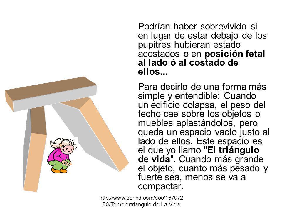 Podrían haber sobrevivido si en lugar de estar debajo de los pupitres hubieran estado acostados o en posición fetal al lado ó al costado de ellos...