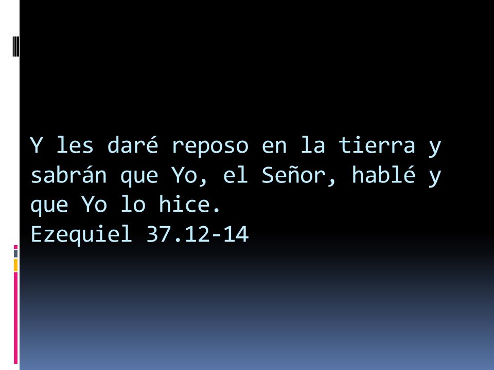 Y les daré reposo en la tierra y sabrán que Yo, el Señor, hablé y que Yo lo hice. Ezequiel