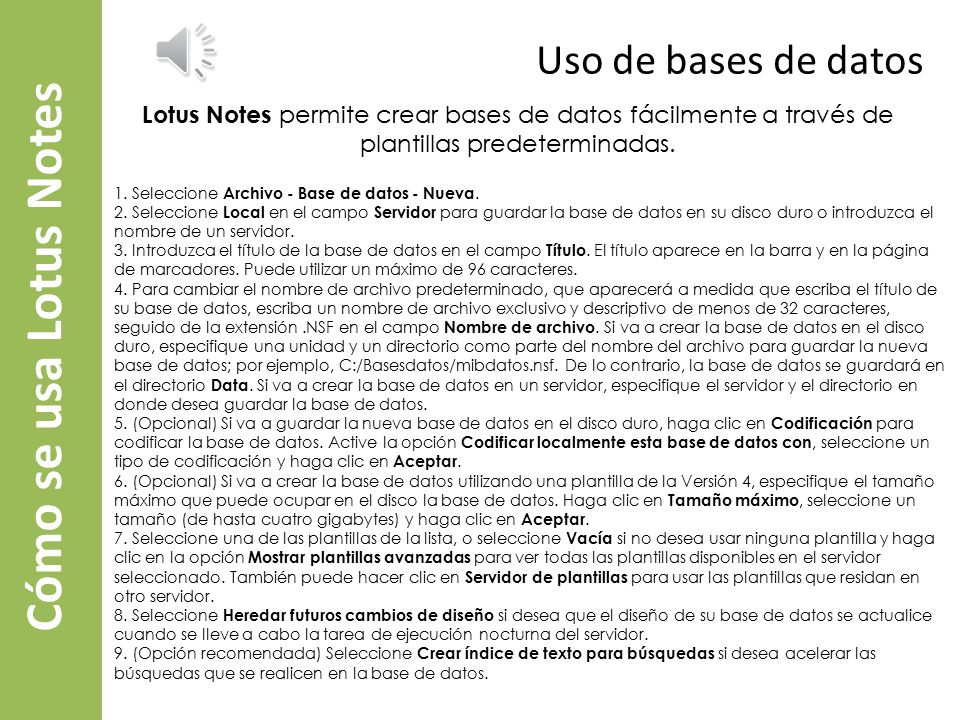 Cómo se usa Lotus Notes Uso de bases de datos