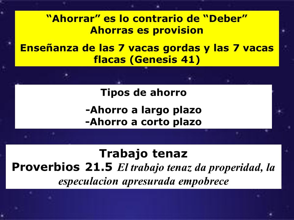 Ahorrar es lo contrario de Deber Ahorras es provision