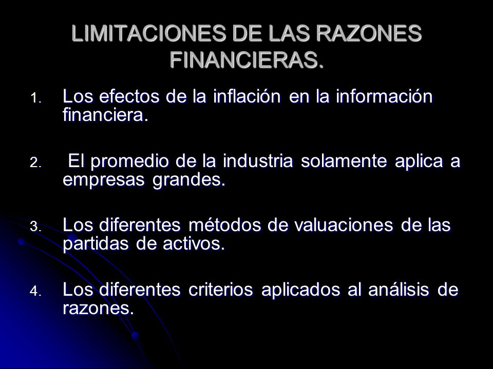 LIMITACIONES DE LAS RAZONES FINANCIERAS.