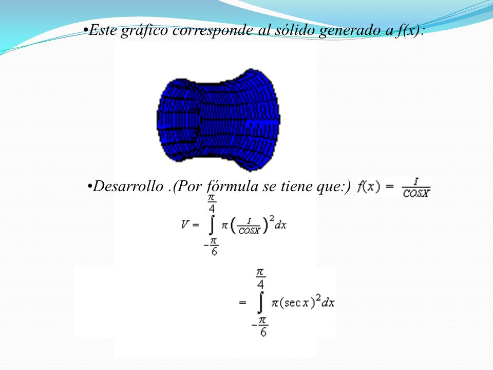 Este gráfico corresponde al sólido generado a f(x):