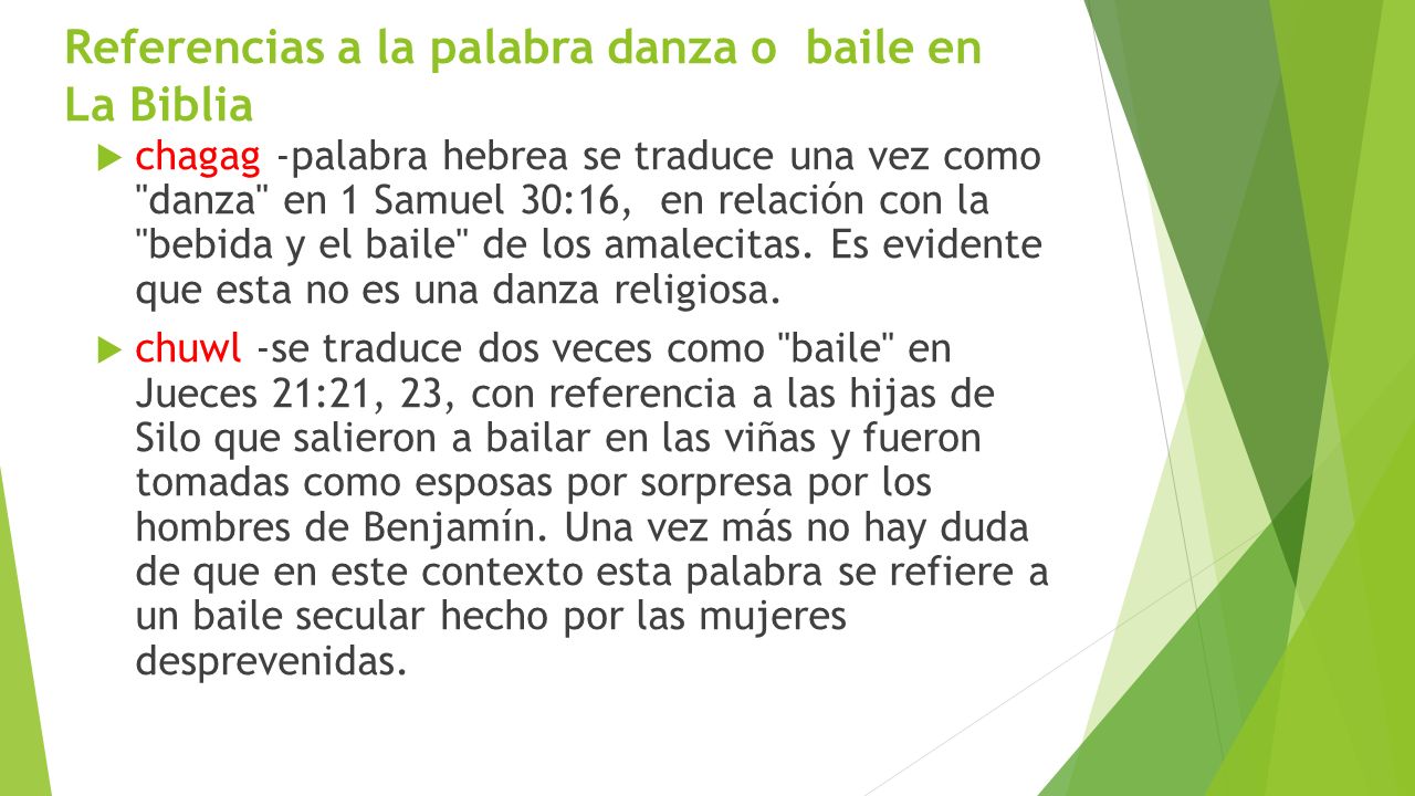 Referencias a la palabra danza o baile en La Biblia