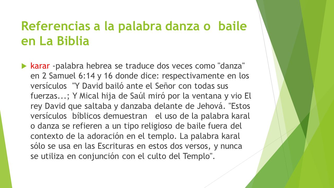 Referencias a la palabra danza o baile en La Biblia