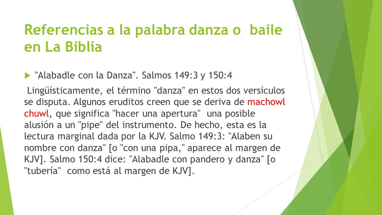 Referencias a la palabra danza o baile en La Biblia