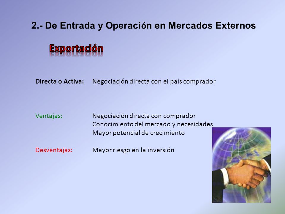 Exportación 2.- De Entrada y Operación en Mercados Externos