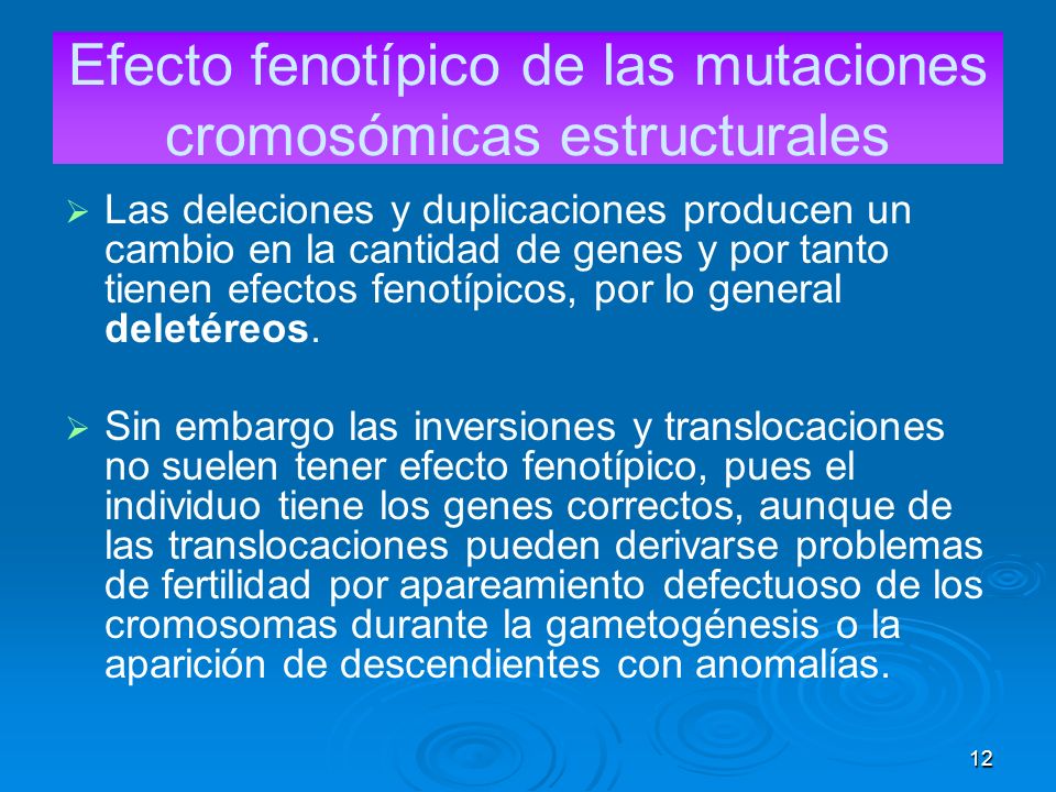Efecto fenotípico de las mutaciones cromosómicas estructurales