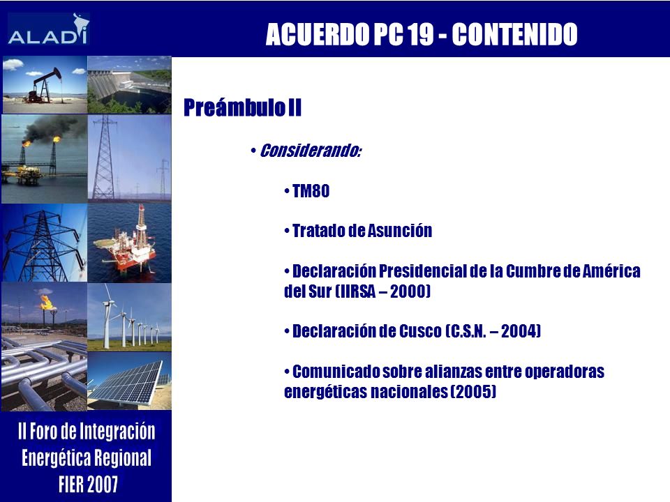 ACUERDO PC 19 - CONTENIDO Preámbulo II Considerando: TM80