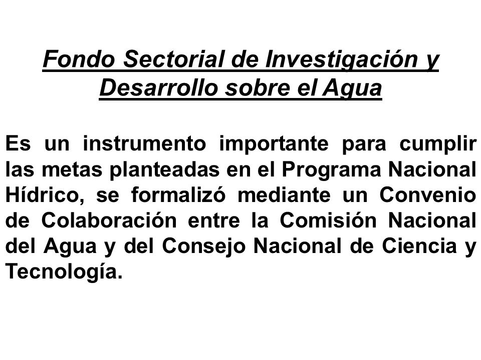 Fondo Sectorial de Investigación y Desarrollo sobre el Agua