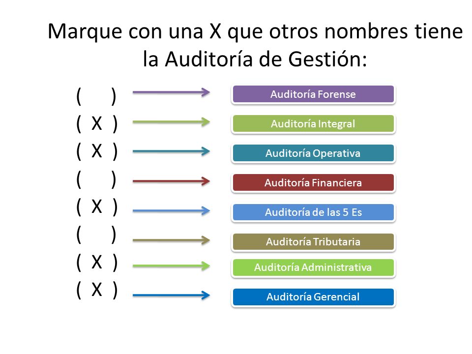 Marque con una X que otros nombres tiene la Auditoría de Gestión: