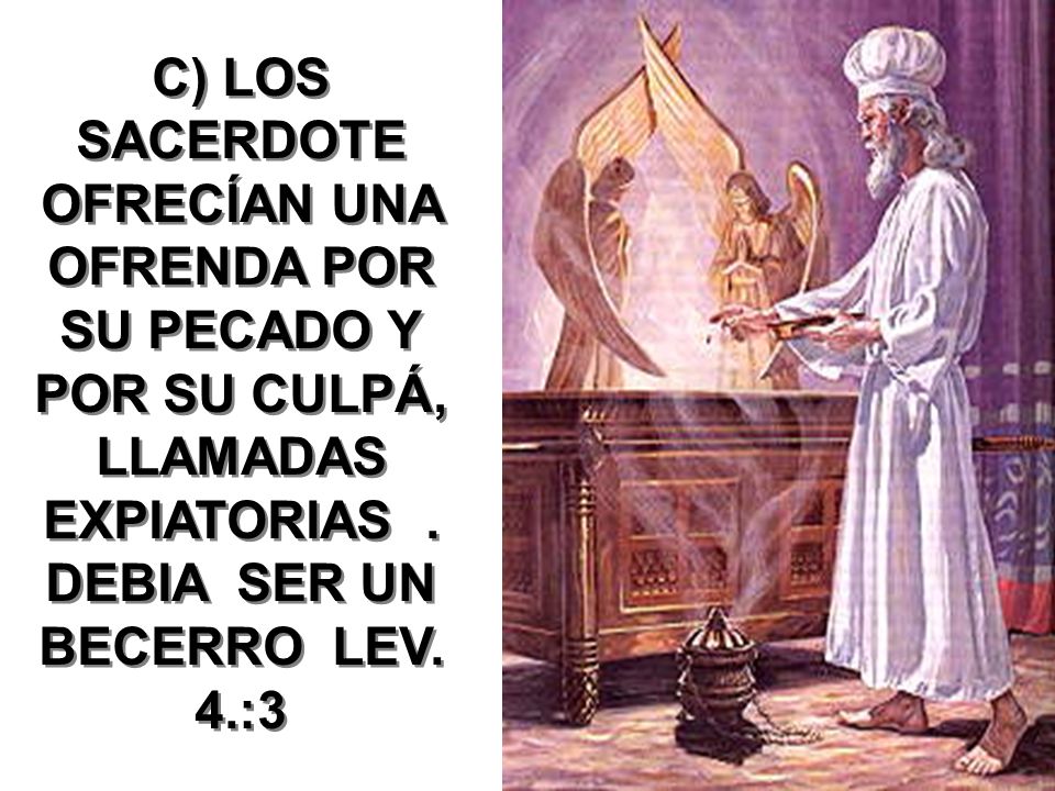 C) LOS SACERDOTE OFRECÍAN UNA OFRENDA POR SU PECADO Y POR SU CULPÁ, LLAMADAS EXPIATORIAS .