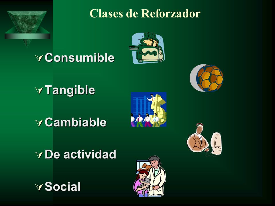 Clases de Reforzador Consumible Tangible Cambiable De actividad Social