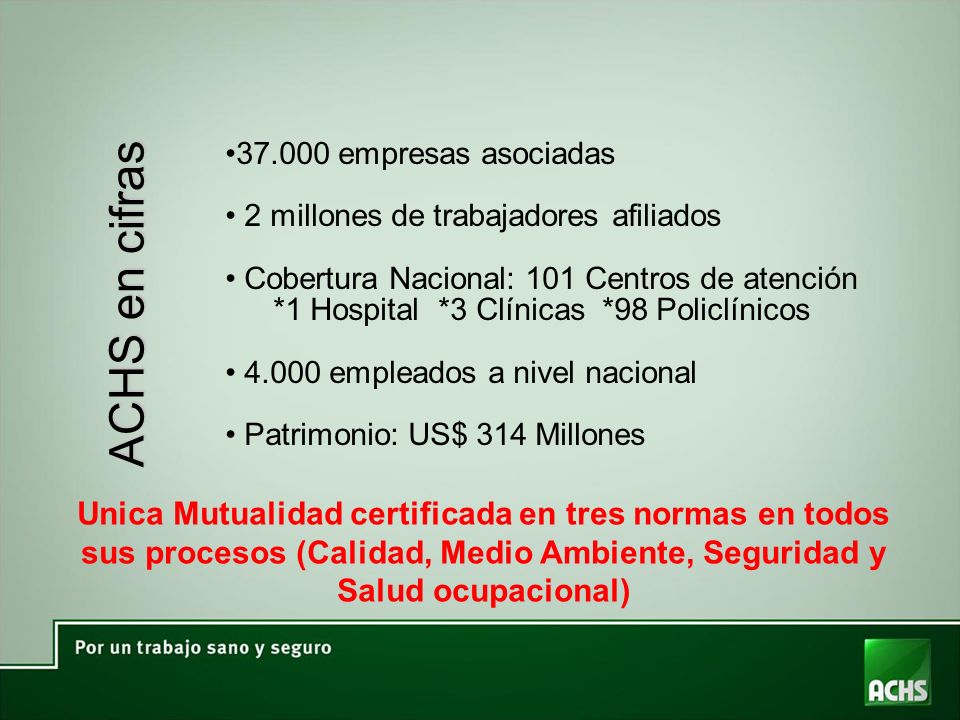 empresas asociadas 2 millones de trabajadores afiliados. Cobertura Nacional: 101 Centros de atención.