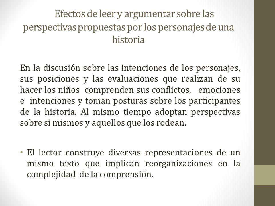 Efectos de leer y argumentar sobre las perspectivas propuestas por los personajes de una historia