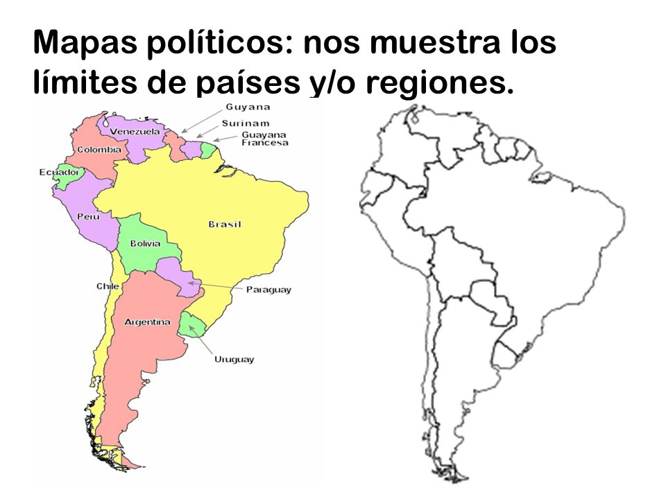 Mapas políticos: nos muestra los límites de países y/o regiones.