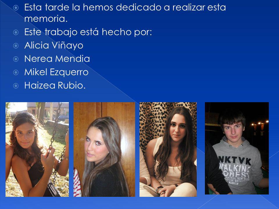 Esta tarde la hemos dedicado a realizar esta memoria.