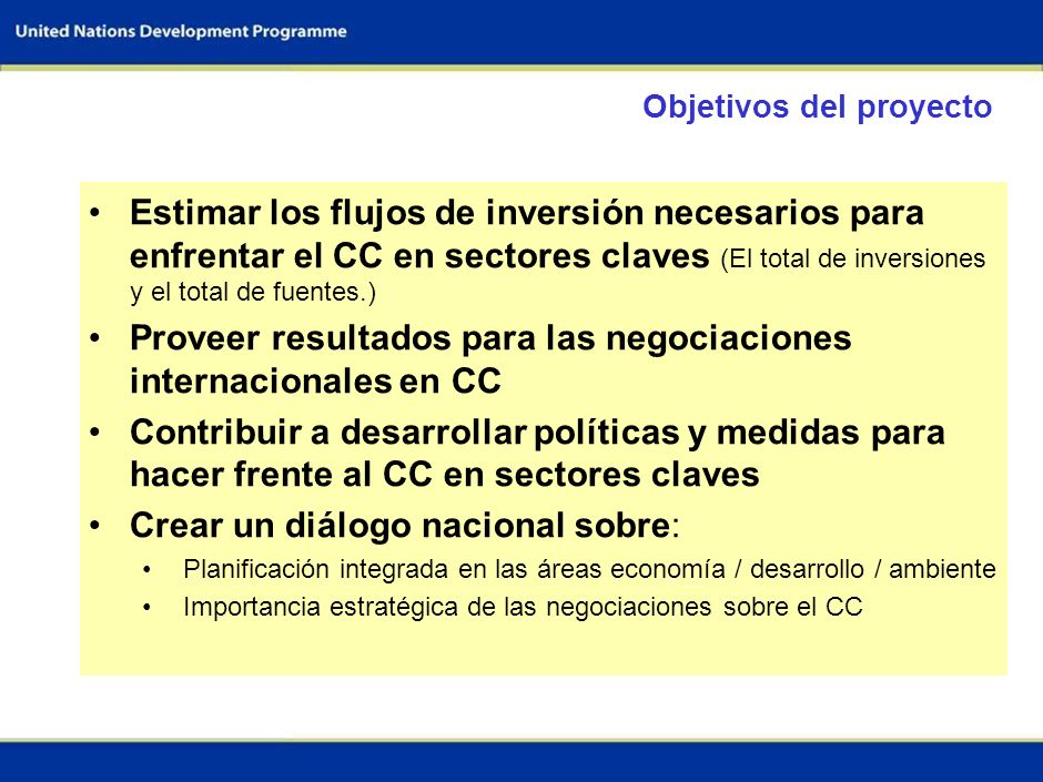 Proveer resultados para las negociaciones internacionales en CC