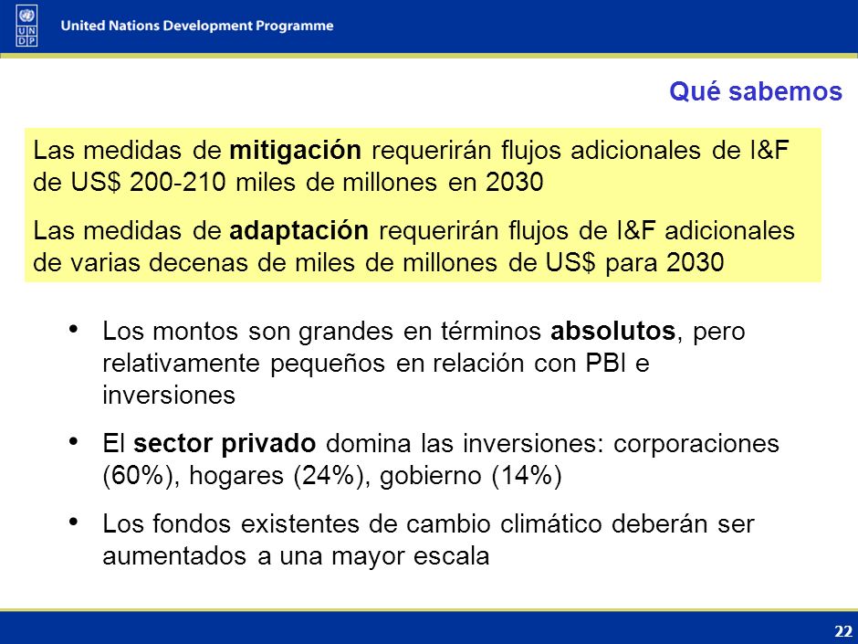 Qué sabemos Las medidas de mitigación requerirán flujos adicionales de I&F de US$ miles de millones en