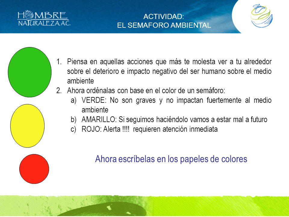 Ahora escríbelas en los papeles de colores